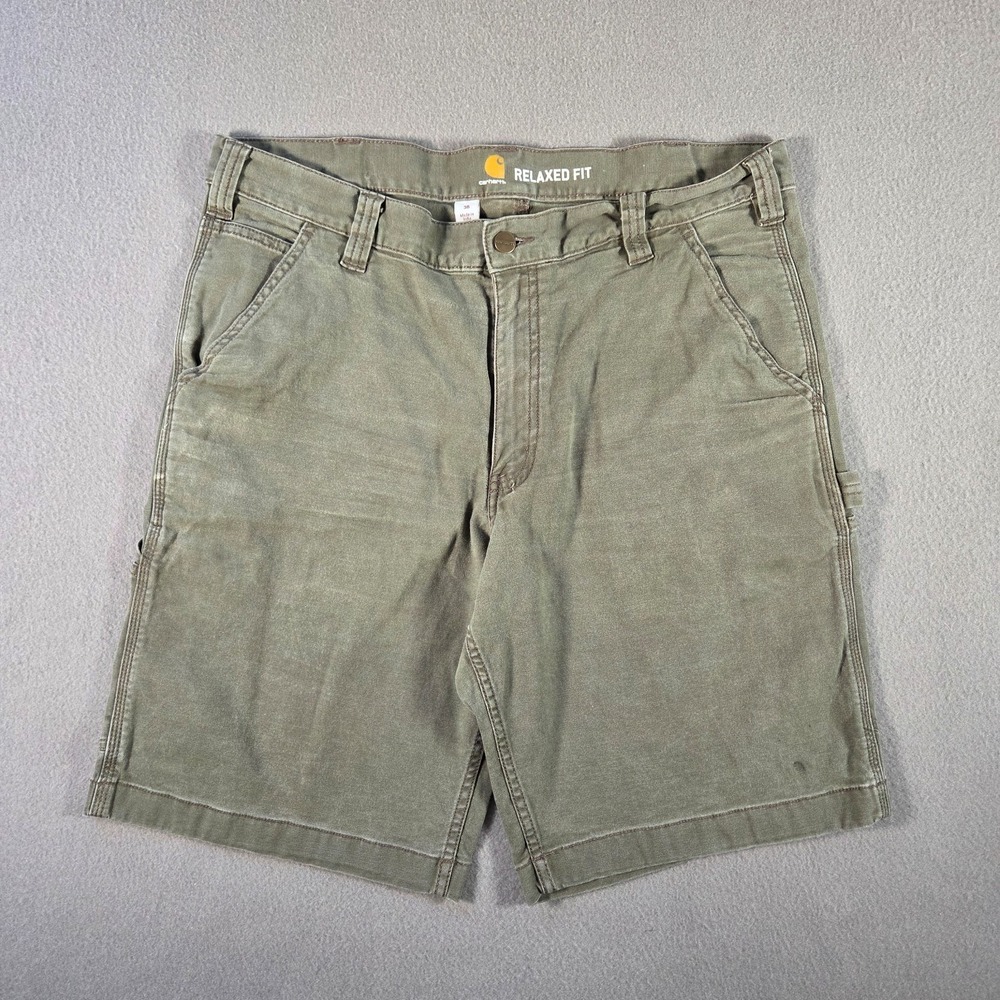 Carhartt Shorts Mens 36 Olive Rigby Canvas Heavyweight Relaxed Fit Carpenter